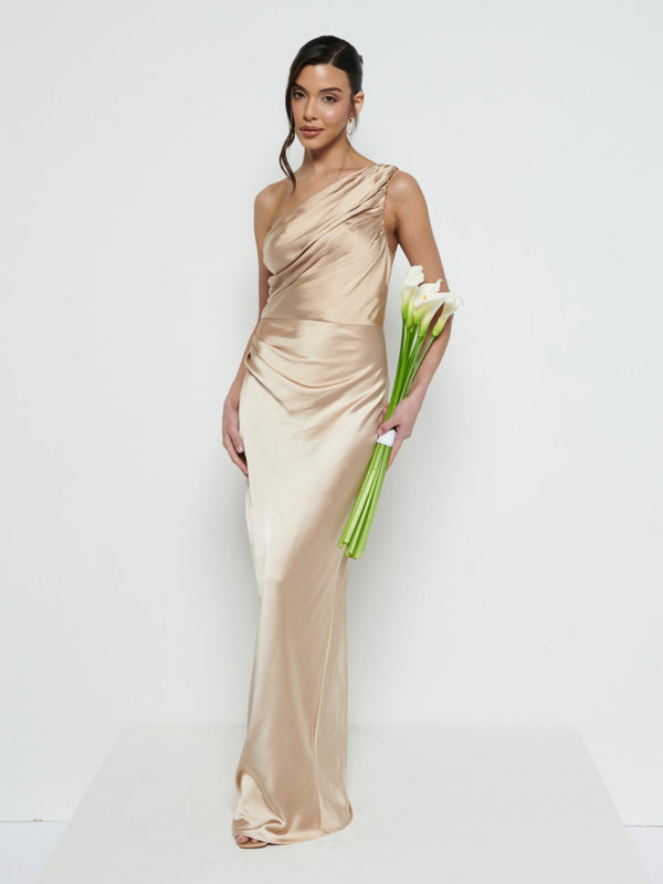 Pretty Lavish Juliet Ruched Maxi Bridesmaid Dress