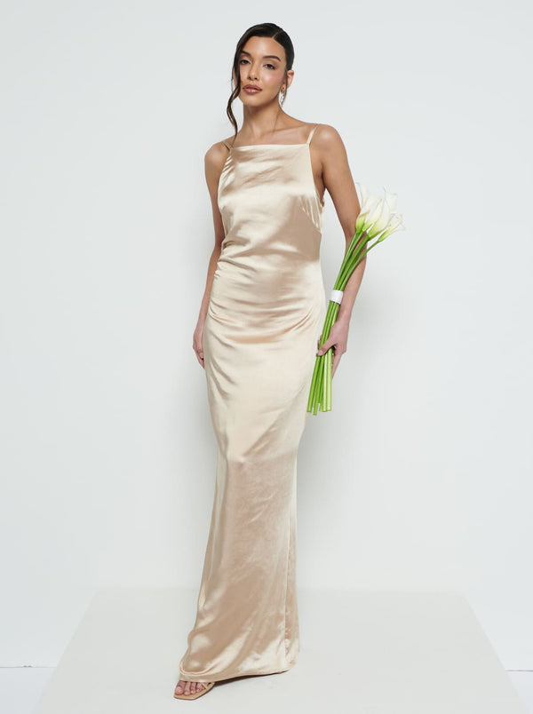 pretty lavish June Satin Maxi Bridesmaid Dress