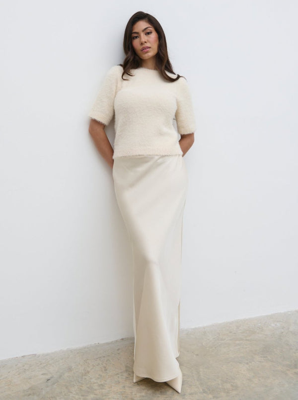 pretty lavish Kelly Cropped Fluffy Knit T-Shirt