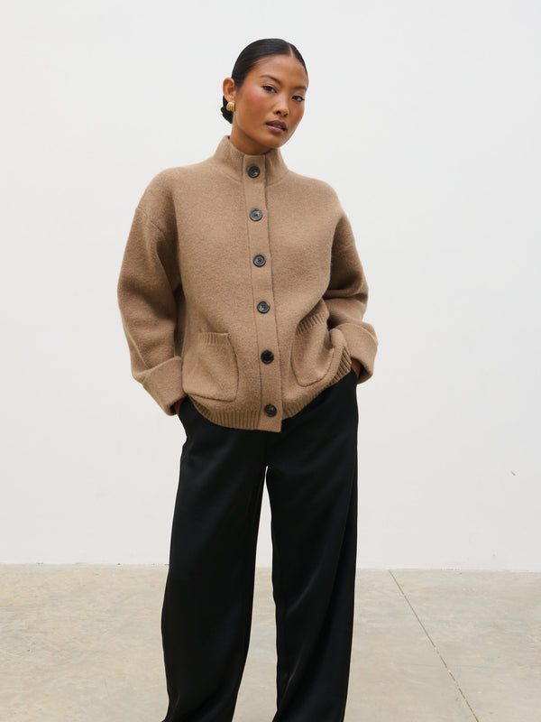 Pretty Lavish Leighton High Neck Knit Cardigan