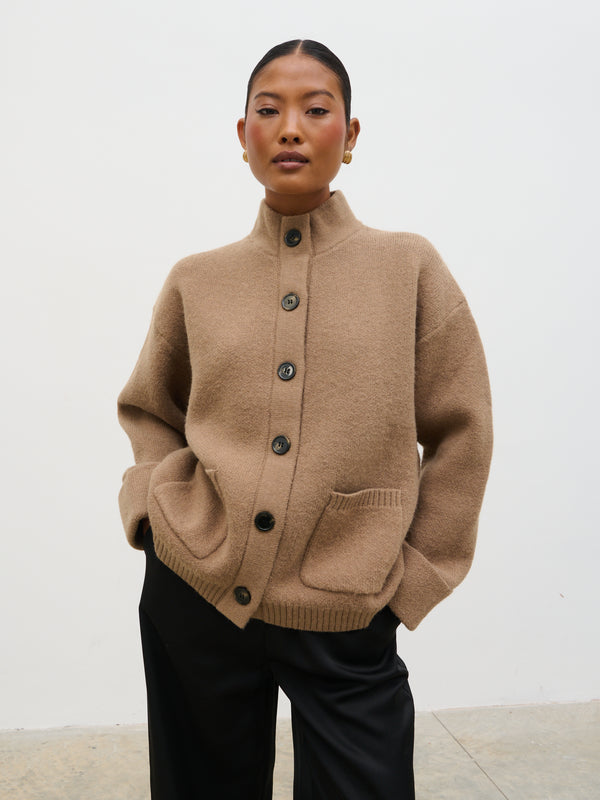 pretty lavish Leighton High Neck Knit Cardigan