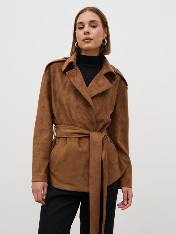 Pretty Lavish Lennon Faux Suede Tie Waist Jacket