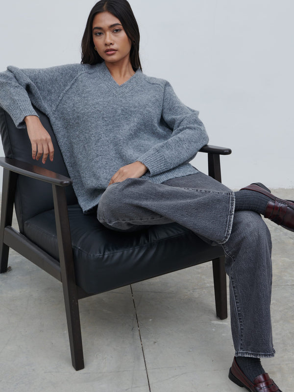 pretty lavish Liberty V Neck Seam Knit Jumper