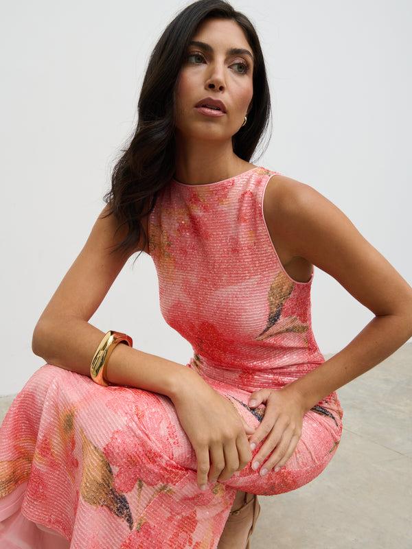 Pretty Lavish Lilou Printed Sequin Midaxi Dress