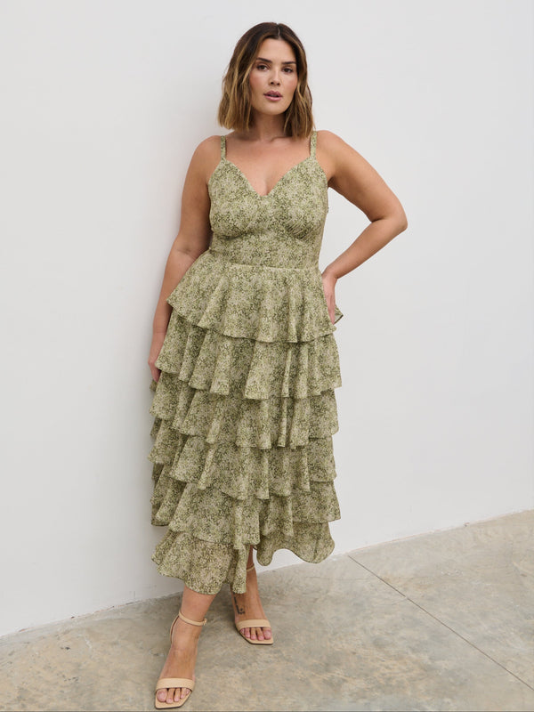 Pretty Lavish Lissy Tie Back Midaxi Dress Curve