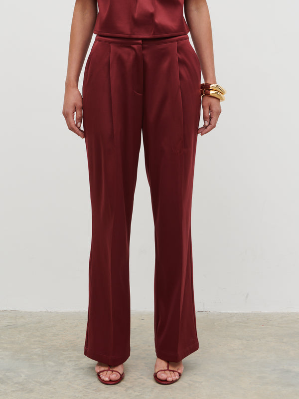 Pretty Lavish Lorah Wide Leg Bonded Satin Trousers