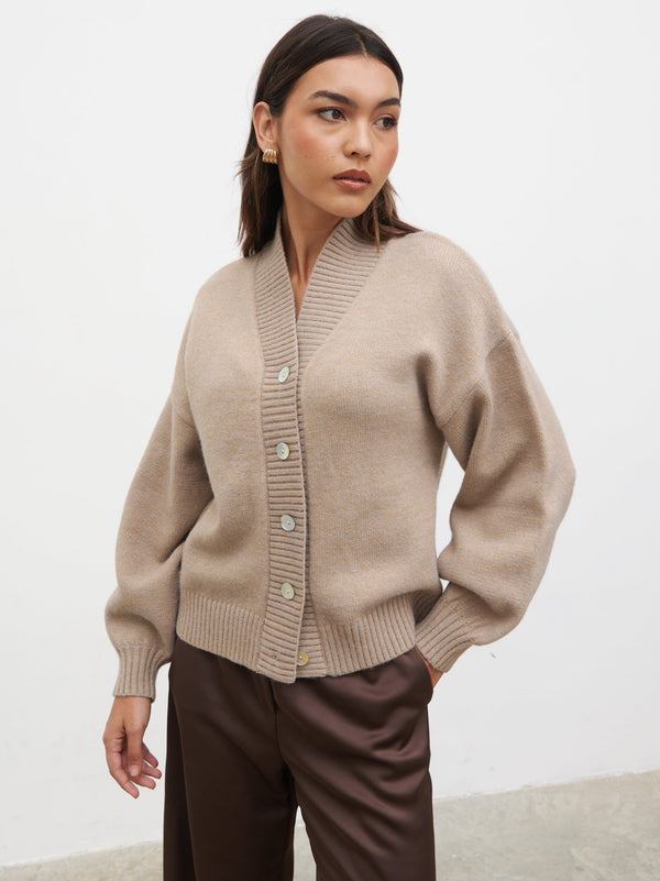 Pretty Lavish Lorrie Chunky Knit Buttoned Bomber