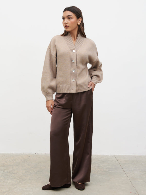 Pretty Lavish Lorrie Chunky Knit Buttoned Bomber