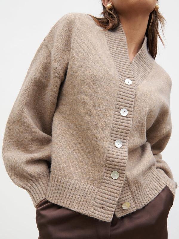 Pretty Lavish Lorrie Chunky Knit Buttoned Bomber