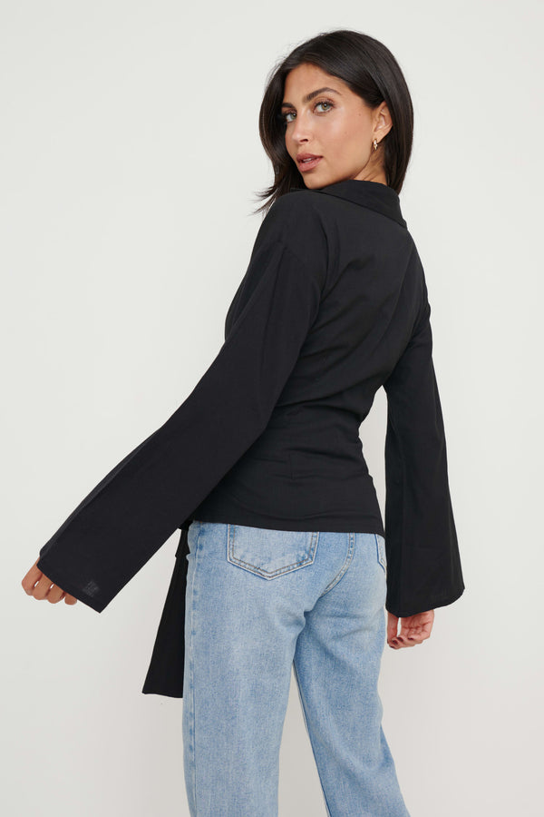 Pretty Lavish Louis Linen Wrap Blouse