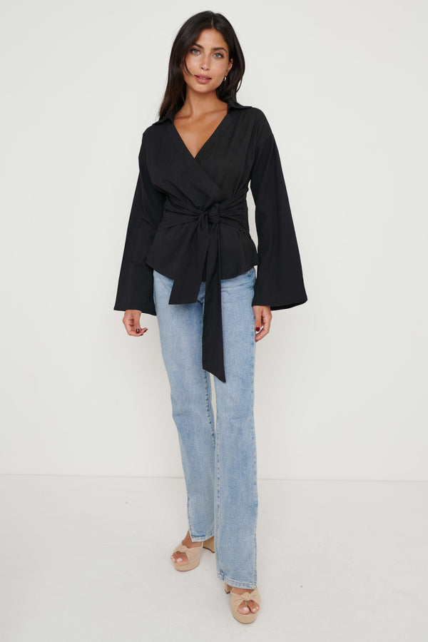 Pretty Lavish Louis Linen Wrap Blouse
