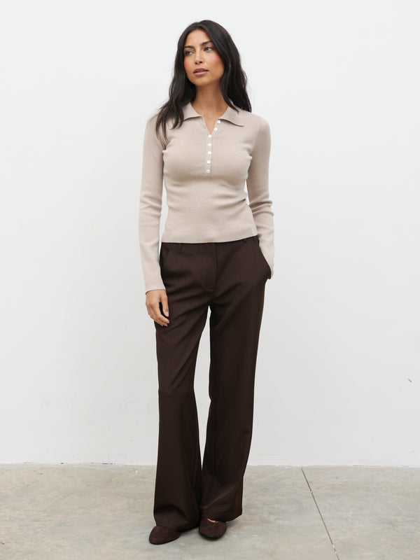 Pretty Lavish Marione Button Down Knit Polo Top