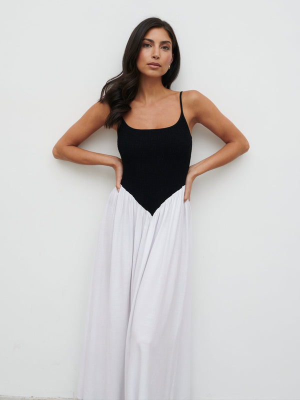 Pretty Lavish Maude Shirred Contrast Maxi Dress