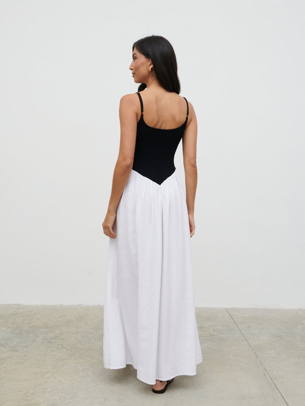 Pretty Lavish Maude Shirred Contrast Maxi Dress