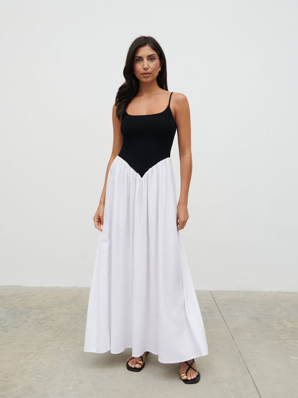 Pretty Lavish Maude Shirred Contrast Maxi Dress