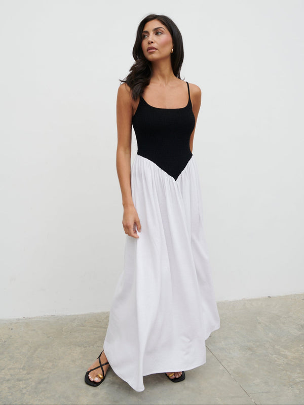 pretty lavish Maude Shirred Contrast Maxi Dress