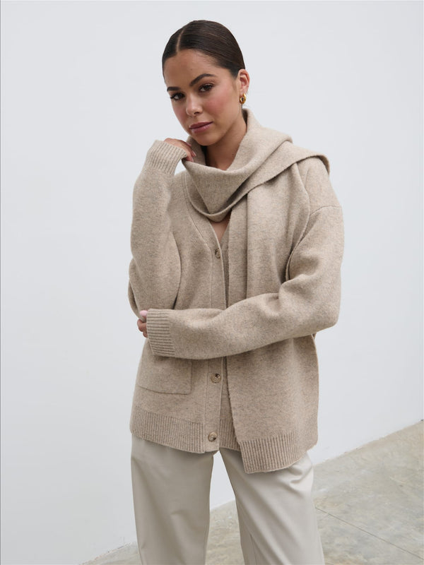 Pretty Lavish Murphy Cardigan Knit Scarf Set