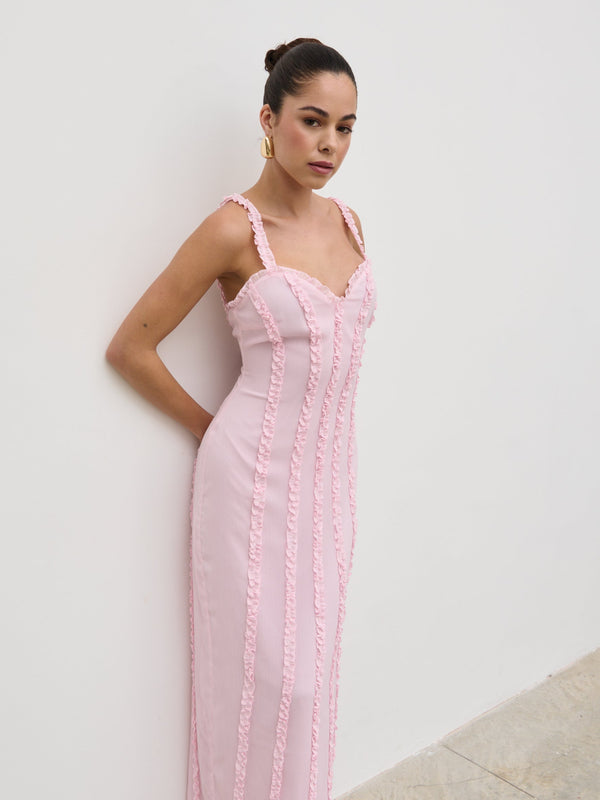 Pretty Lavish Ola Sweetheart Frill Maxi Dress