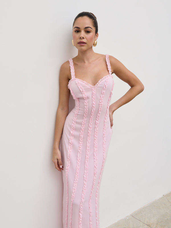 pretty lavish Ola Sweetheart Frill Maxi Dress