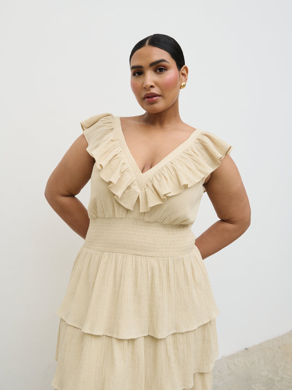 Pretty Lavish Opal Ruffle Maxi Dress Curve