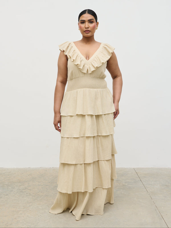 pretty lavish Opal Ruffle Maxi Dress Curve