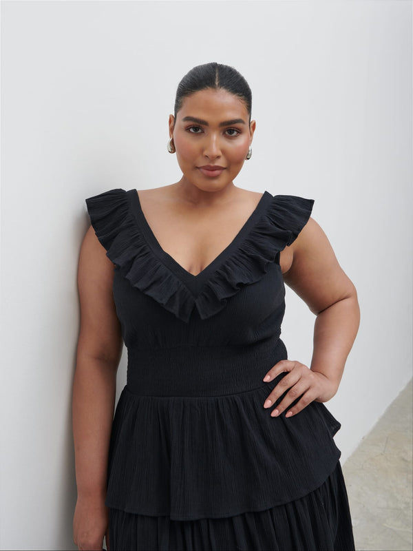 Pretty Lavish Opal Ruffle Midaxi Dress Curve