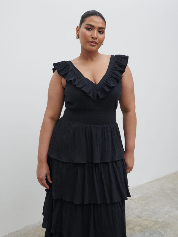 Pretty Lavish Opal Ruffle Midaxi Dress Curve