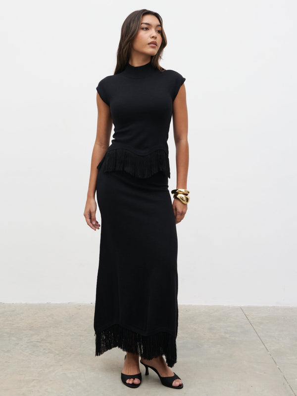 pretty lavish Orlendina Fringe Midaxi Skirt