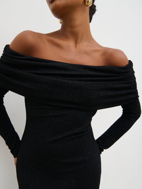 Pretty Lavish Perrie Bardot Lurex Jersey Dress