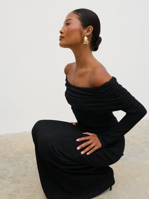 Pretty Lavish Perrie Bardot Lurex Jersey Dress