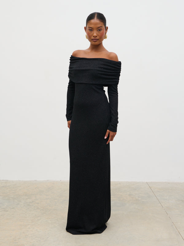 Pretty Lavish Perrie Bardot Lurex Jersey Dress