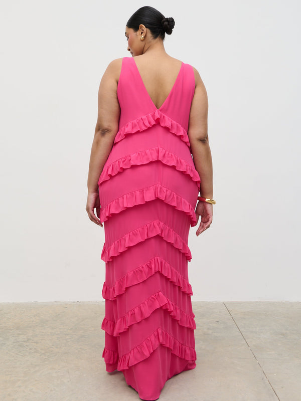 Pretty Lavish Piper Ruffle Maxi Dress Curve