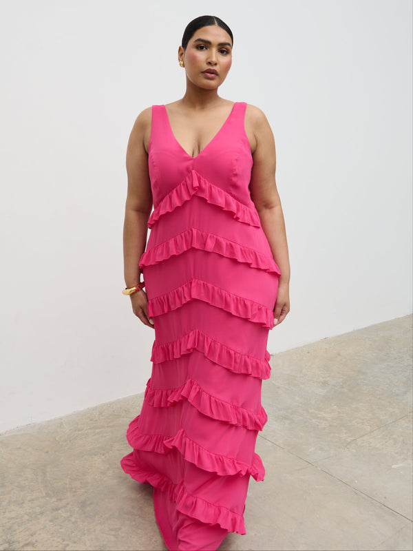 Pretty Lavish Piper Ruffle Maxi Dress Curve