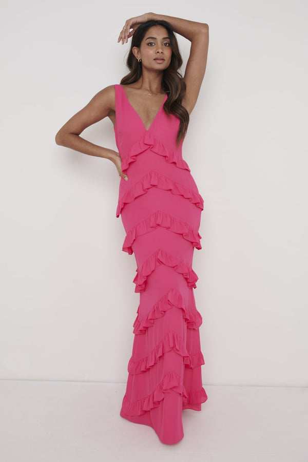 pretty lavish Piper Ruffle Maxi Dress