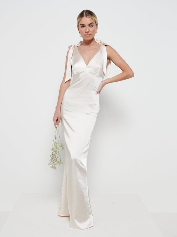 pretty lavish Piper Tie Maxi Bridesmaid Dress