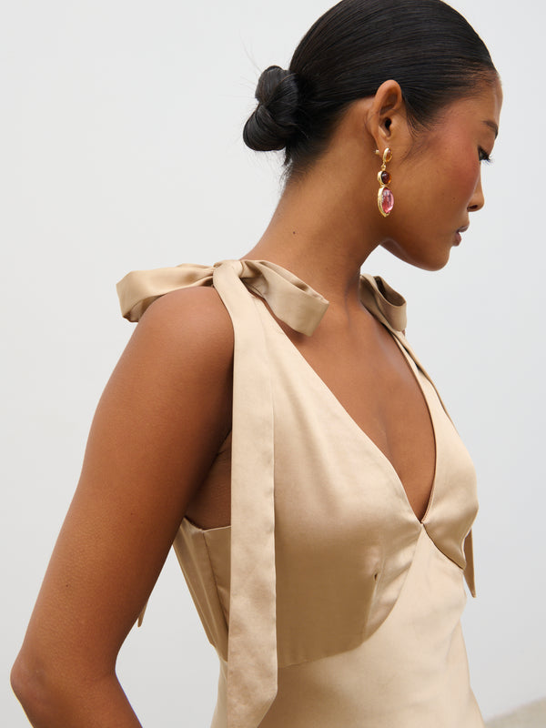 Pretty Lavish Piper Tie Midaxi Satin Dress