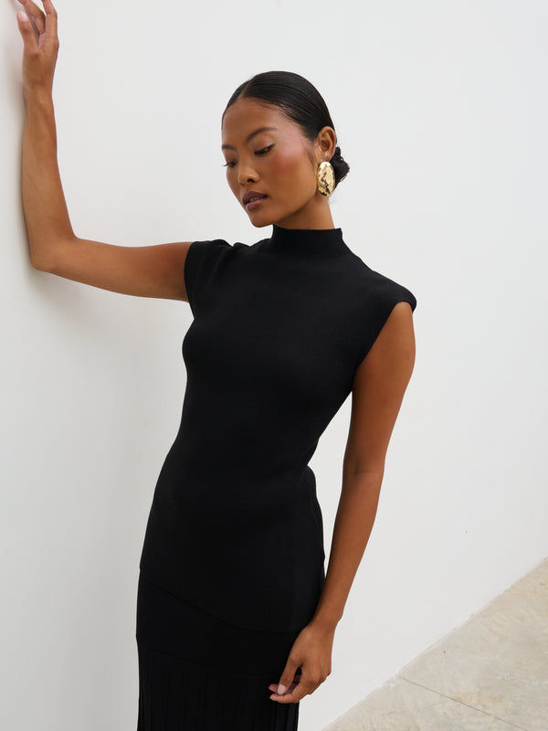 pretty lavish Reagan High Neck Knit Top