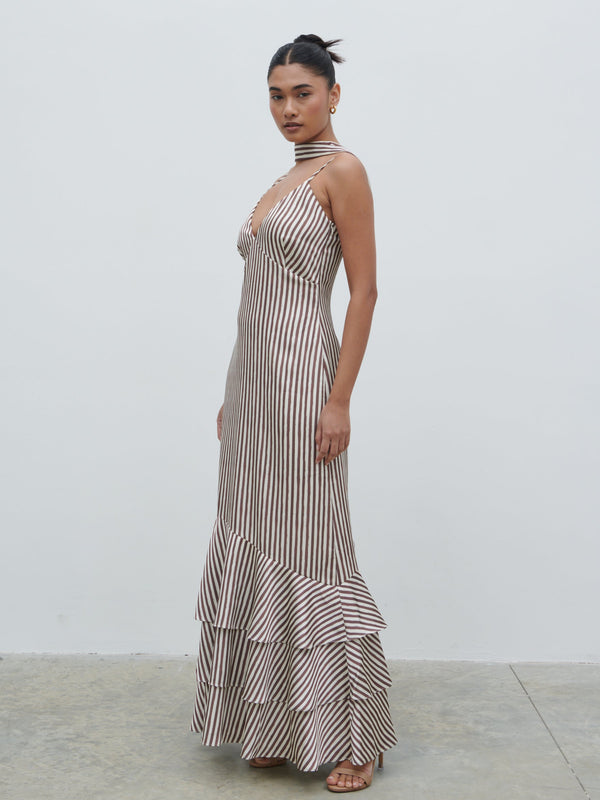 Pretty Lavish Serita V Neck Tiered Maxi Dress