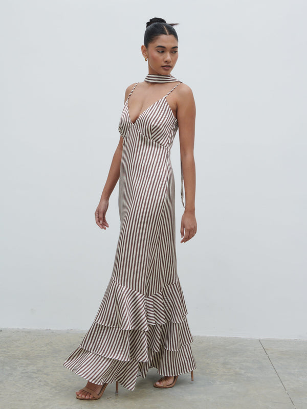 Pretty Lavish Serita V Neck Tiered Maxi Dress