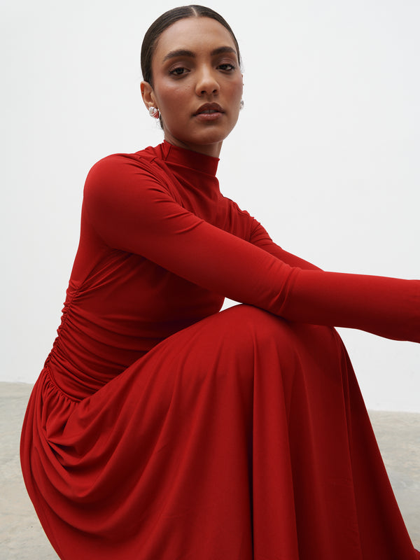 Pretty Lavish Shai Ruched Jersey Maxi Dress