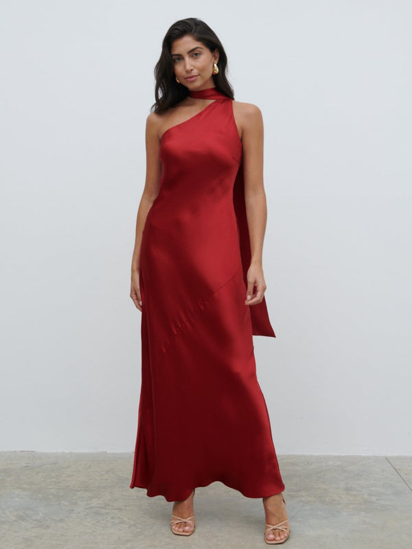 pretty lavish Sheree One Shoulder Sash Maxi Dress