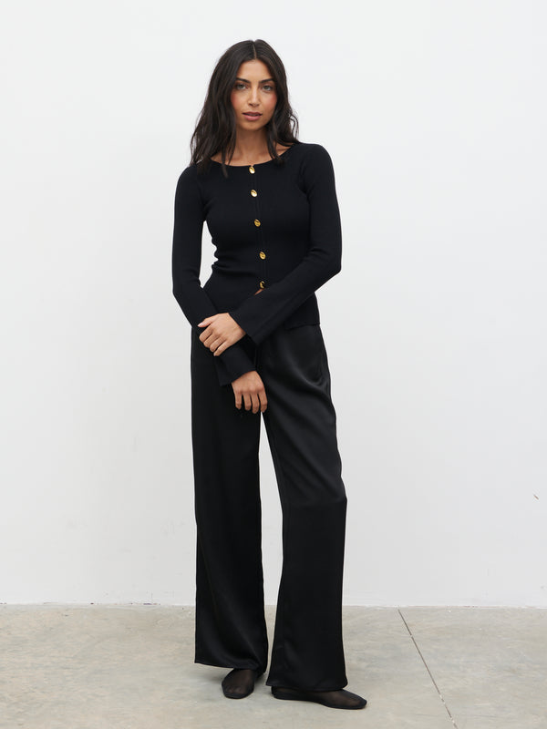 Pretty Lavish Sissi Fine Knit Button Detail Top