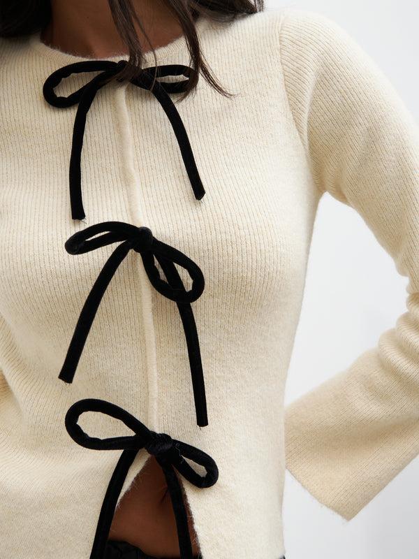 Pretty Lavish Sophia Bow Tie Front Knit Top
