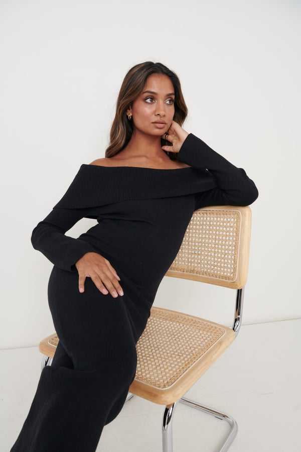 Pretty Lavish Soreya Bardot Knit Dress