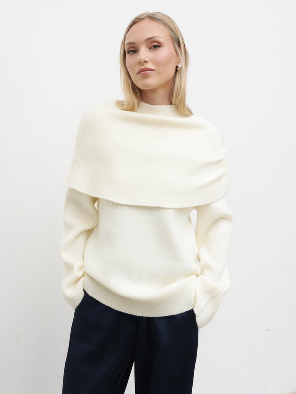 Pretty Lavish Tarla Exaggerated Drape Knit Jumper