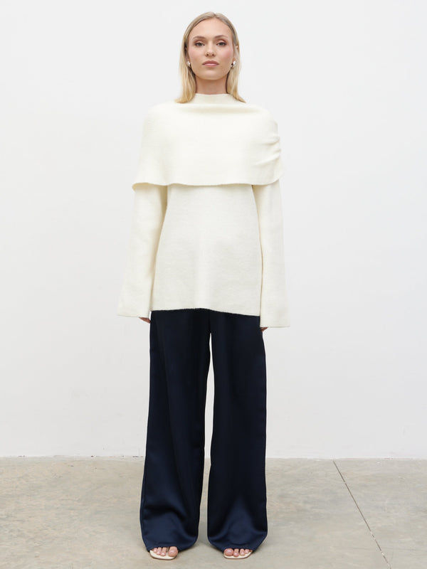 Pretty Lavish Tarla Exaggerated Drape Knit Jumper
