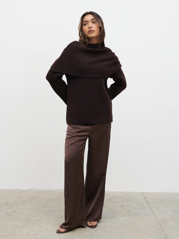 Pretty Lavish Tarla Exaggerated Drape Knit Jumper