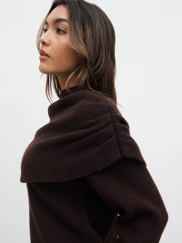 Pretty Lavish Tarla Exaggerated Drape Knit Jumper