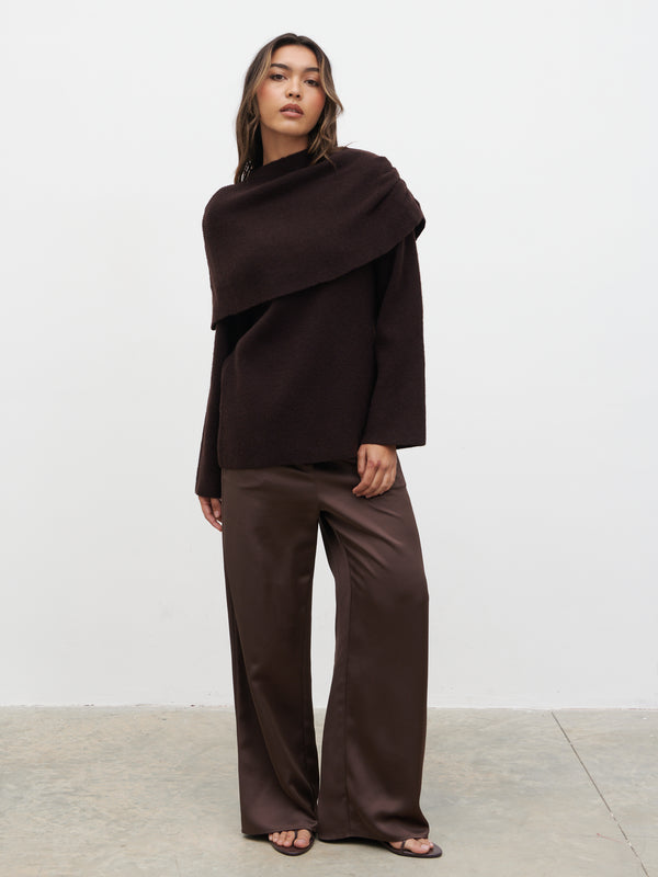 pretty lavish Tarla Exaggerated Drape Knit Jumper