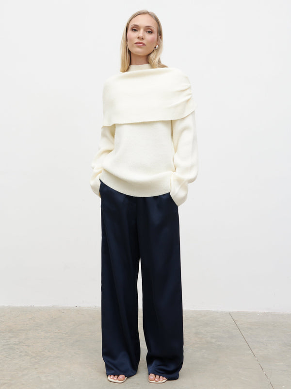 pretty lavish Tarla Exaggerated Drape Knit Jumper